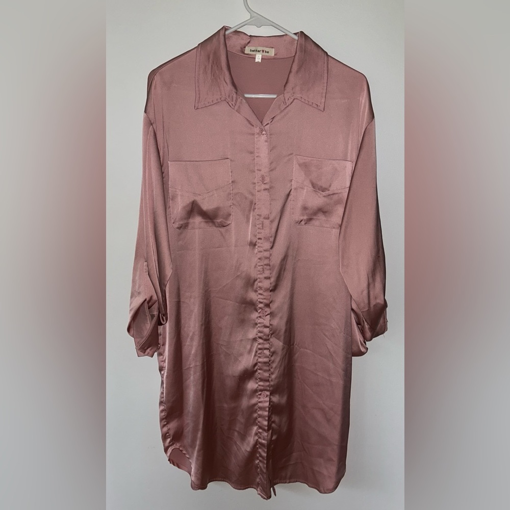 Satin shirt dress